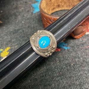 Vintage Navajo Sterling Turquoise Ring Native 11